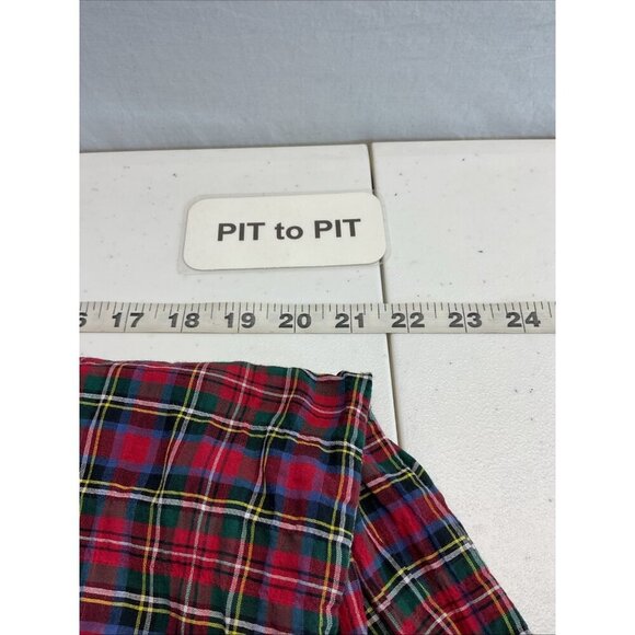 J. McLaughlin tartan holiday plaid lightweight puff sleeve button up top M - Picture 4 of 9